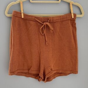 High Waist Knit Sweater Shorts in Rust- Large